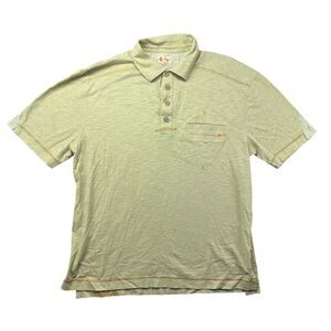 Crocs Polo Shirt Mens Medium Green Short Sleeve Casual Cotton Outdoor Pocket Top